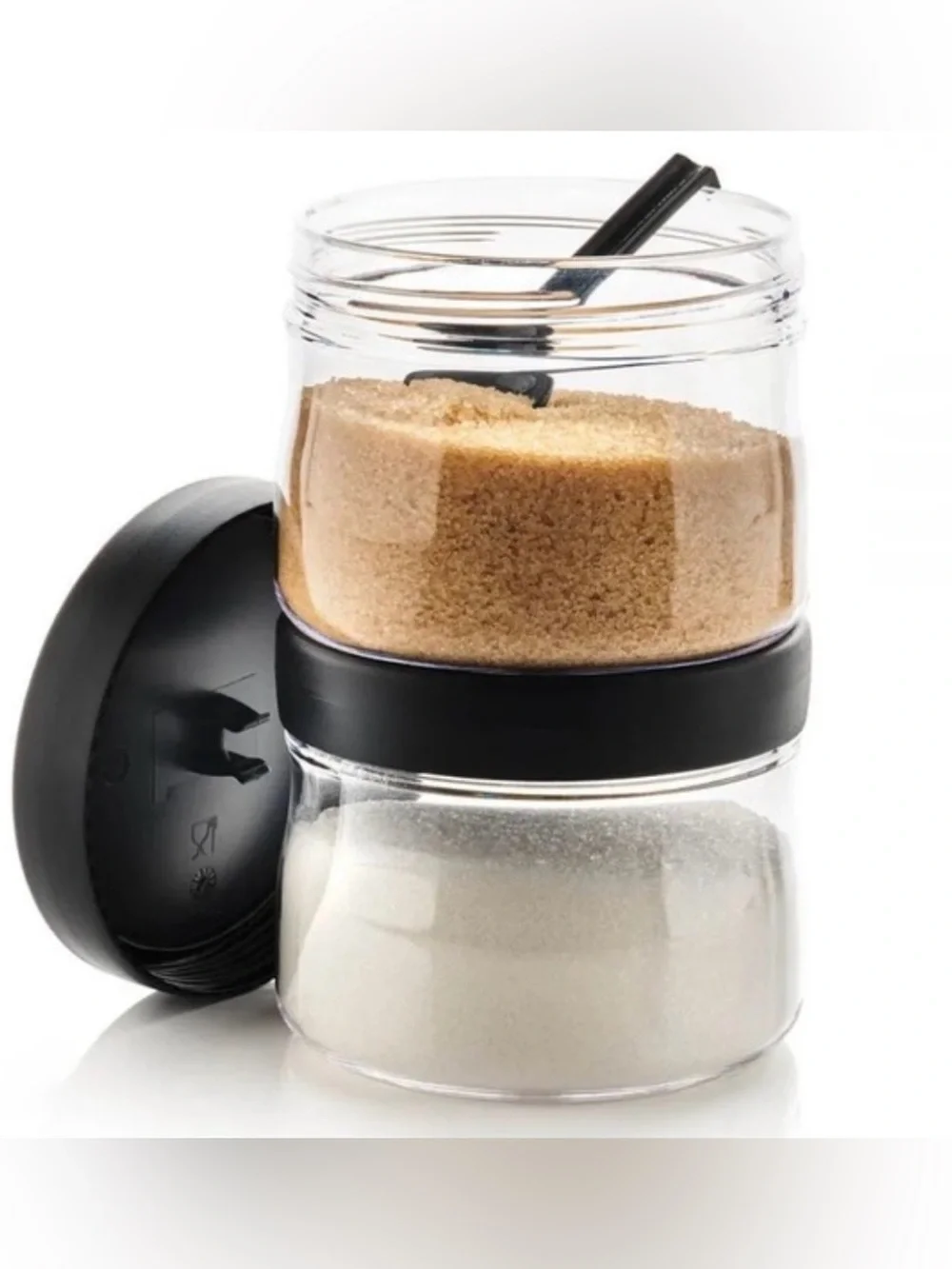 2Tupperware Counterscaping Dry Container 19oz Jar and Spoon Clear with Black Lid